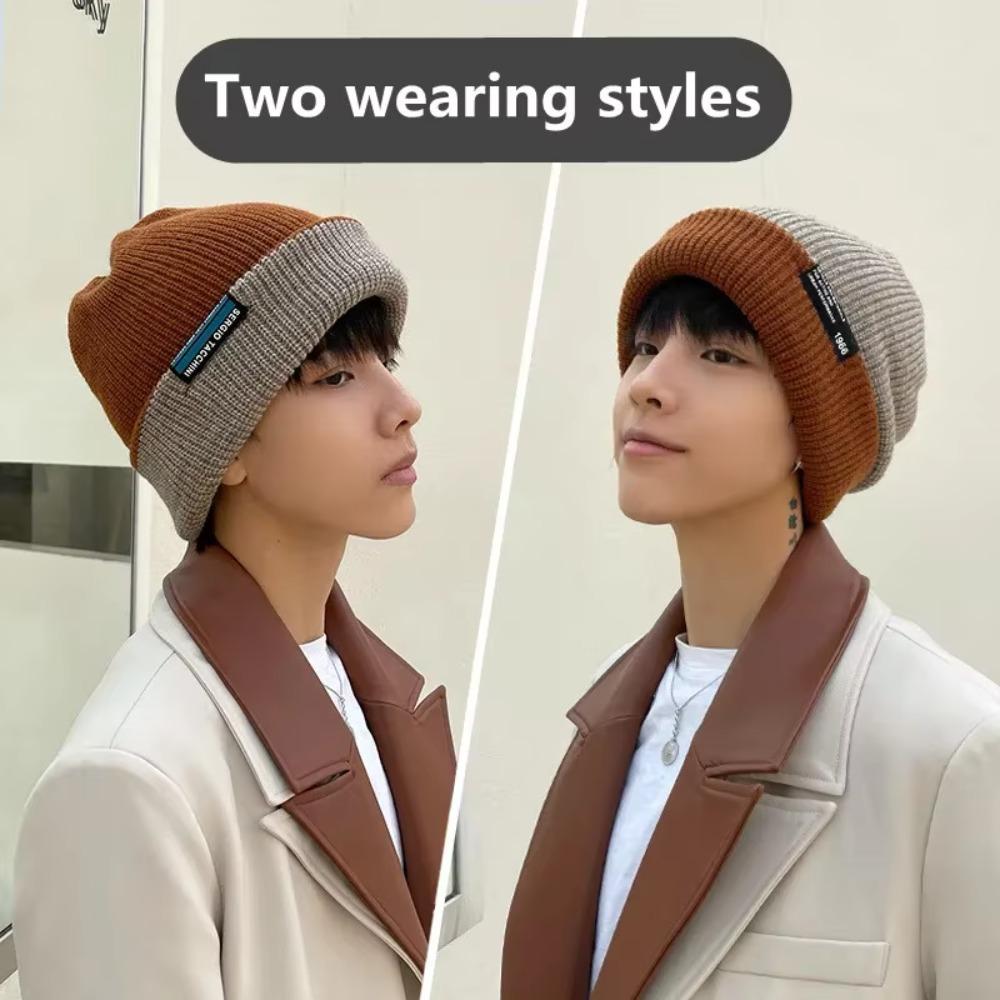 Thickened Double-faced Hat Korean Style Warm Cold Hat Cozy All-match Hat  Autumn