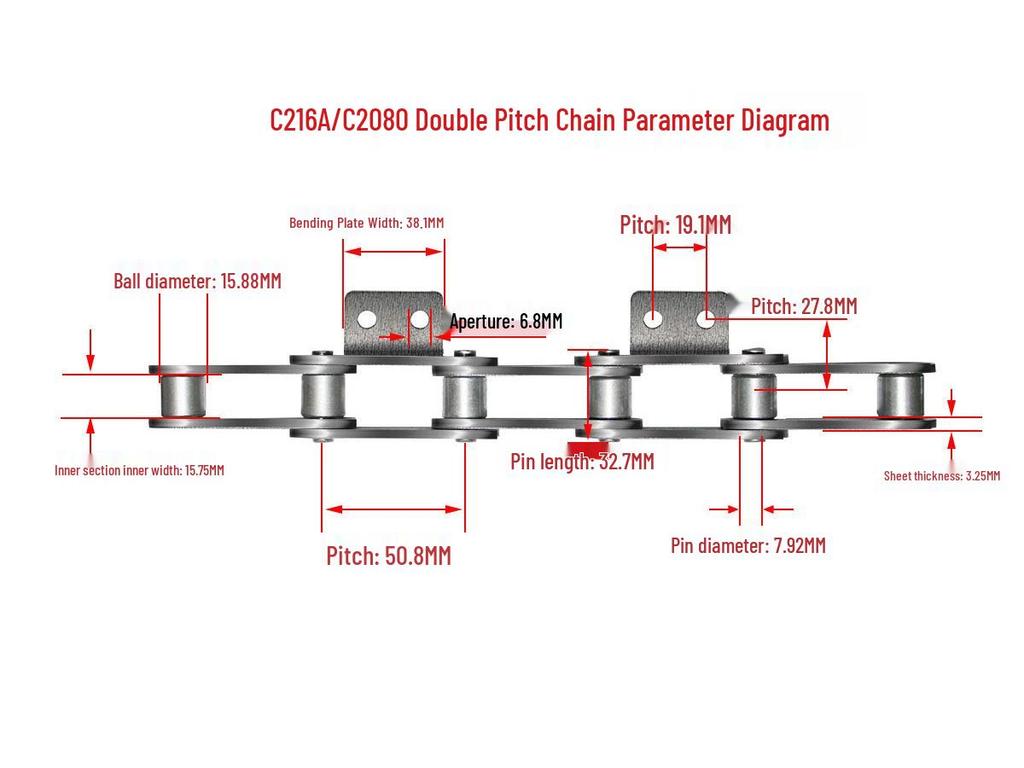 10A32A Single/Double Hole Double Pitch Small Roller Transfer Chain