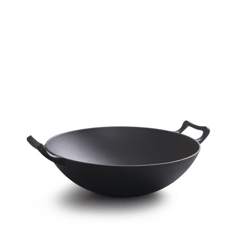 Wutuo Cast Iron Double Handle Round Bottom Wok