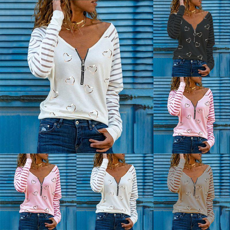 Stylish Women's Plus Size Tunic Top With V-neck Zipper Design For Casual Wear