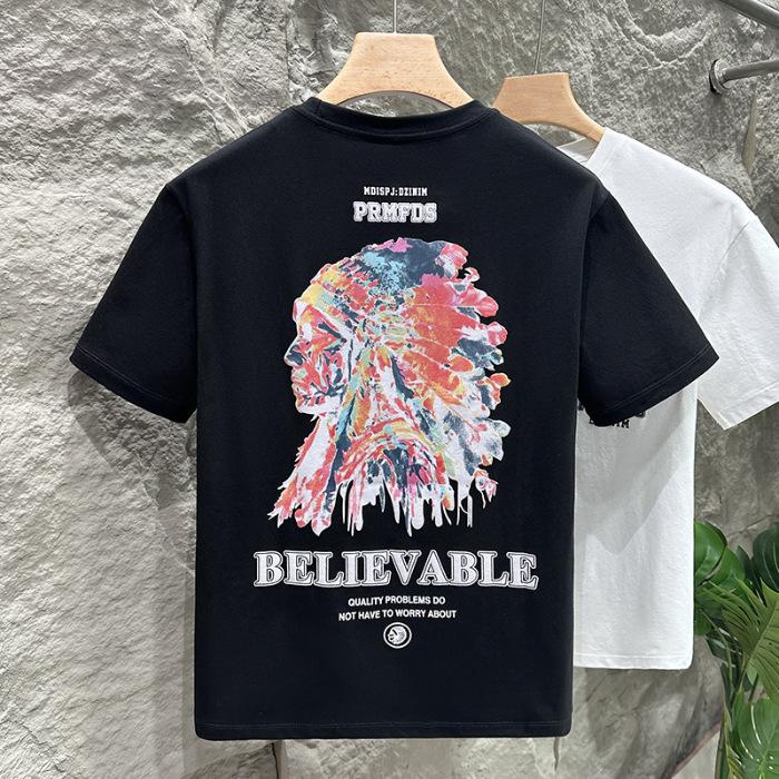 

Summer Thin Printed Short-sleeved T-shirt Men s American T-shirt Loose Top 5XL