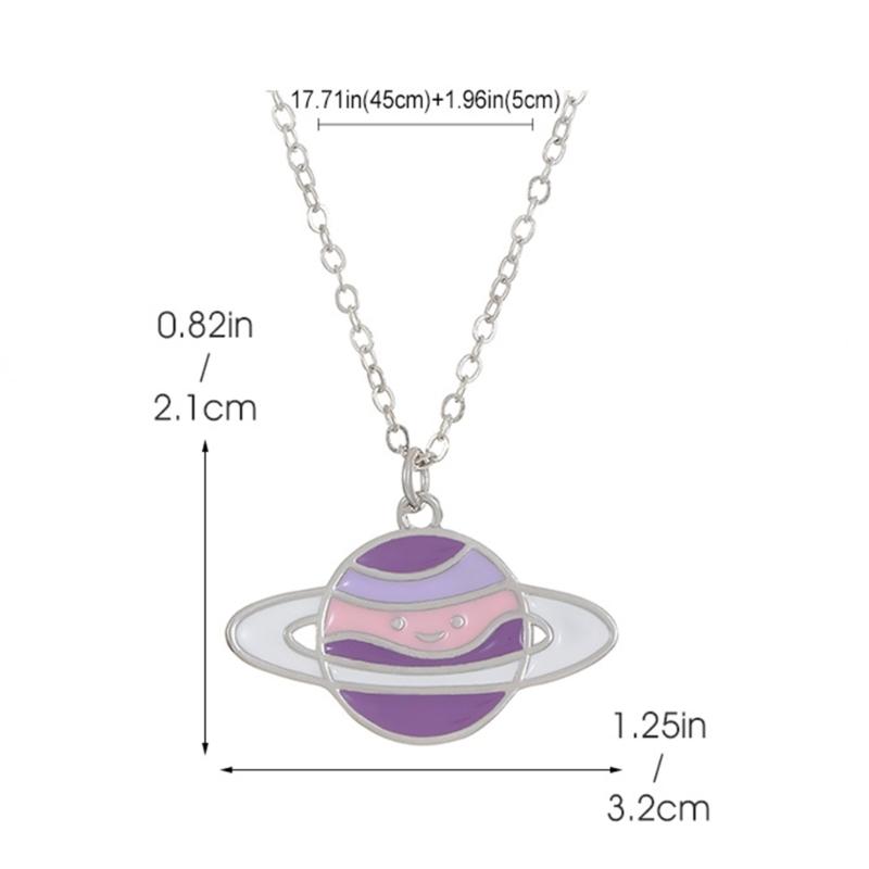 Hip Hop Style Collarbone Chain Planet Pendant Necklace Fashionable and Trendy Neckchain Jewelry Neck Chain Accessories