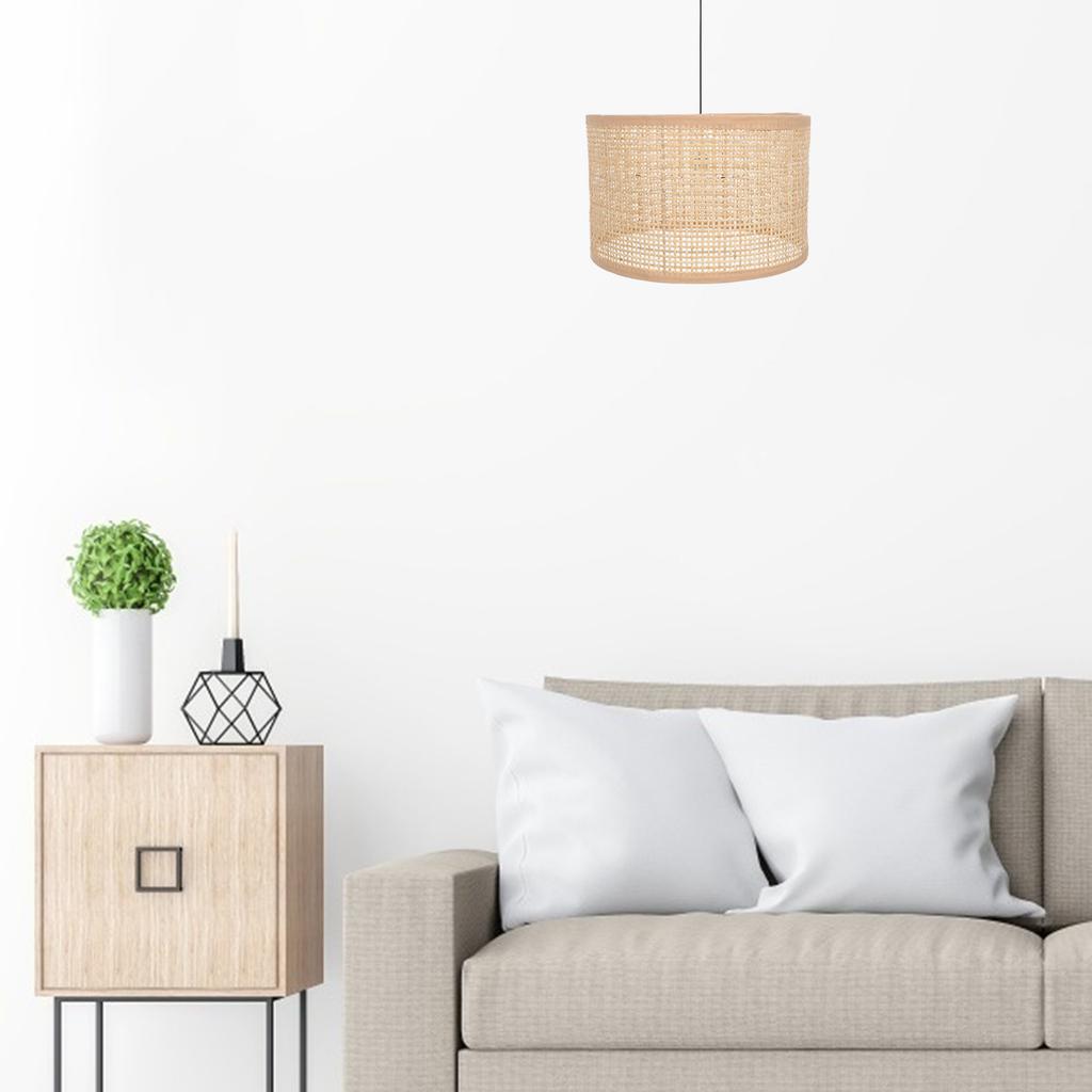 Premium Woven Rattan Lampshade Durable Ceiling Light Cover Elegant Festival Decoration E27 Bulb Holder Home Lighting Accessory