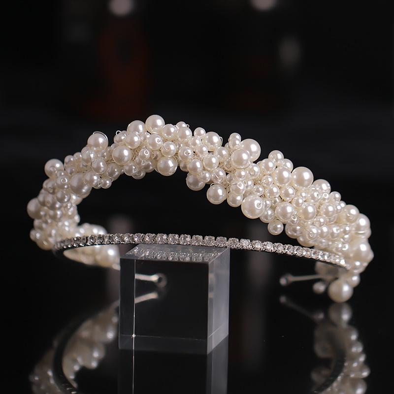 Luxury Bridal Pearls Crystal Headband Wedding Headband Flower Hairbands Handmade Wedding Hair Accessories Bridesmaid Gift