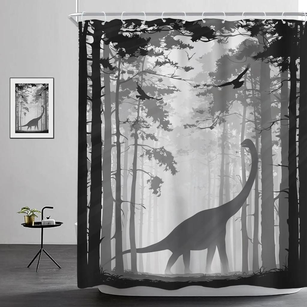 Funny Shower Curtain Mountain Rustic Monkey Sunrise Cool Wild Animal Silhouette Shadow Nature Mens Shower Curtain Bathroom Dec