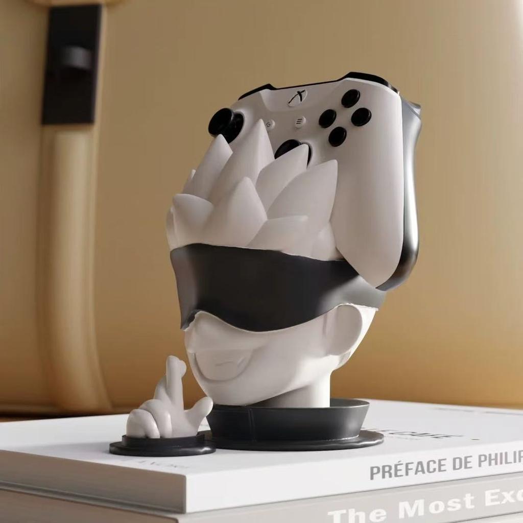 Minimalist Cartoon Character Bust Statue Smooth Resin Figurine Dual Function Game Handle Stand for Bedroom Gaming Table Display