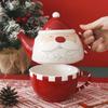 BRChristmas Ceramic Teapot  Tea Cup Set  European Embossment Ceramic Teacup Tea Pot Set Festival Decorative Tea Set  Holiday GiftEY
