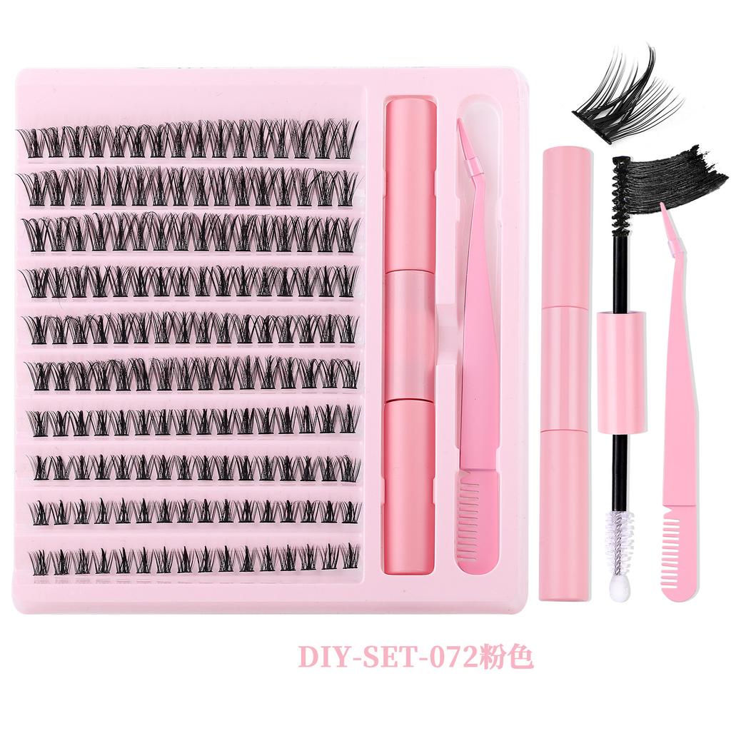 5D Volume Eyelash Clusters DIY Kit with Natural Wispy Bundles, Eyelash Glue Set for Self Application, Beginner Friendly Daily Home Eyelash Extensions