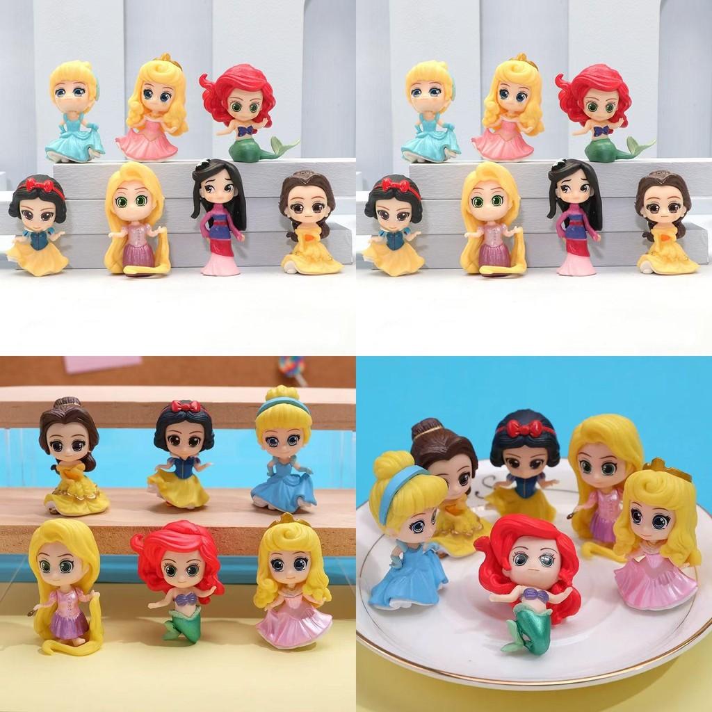Magical 7 Styles Of Q Version Princess Action Figures With Snow White Mermaid Mulan Collectibles Cinderella