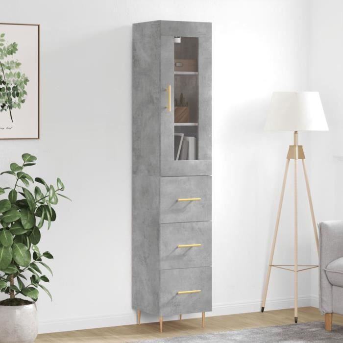 VidaXL Highboard Concrete Grey 34.5x34x180 Cm Engineered Wood 3199229