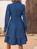New Style Stand Collar Long Sleeve Patchwork Casual Dress
