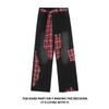 Women's Plaid Patchwork Wide-Leg Jeans with Bow Tie - Trendy Spring Casual Trousers