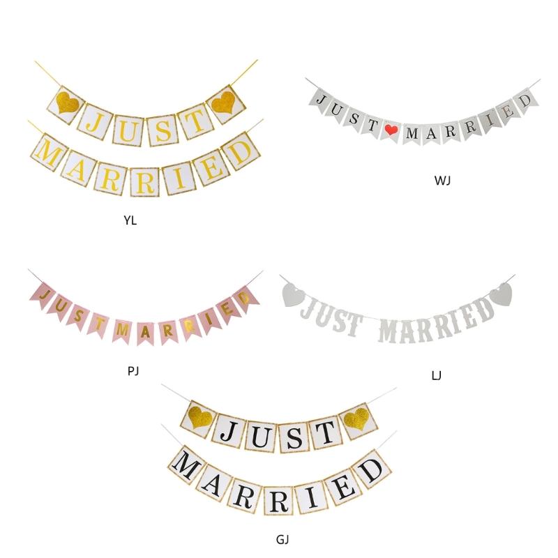 Multi Design Wedding Bunting Banners Bridal Shower Decorations With Glitter Accents For Photo Booth Or Party Backdrop