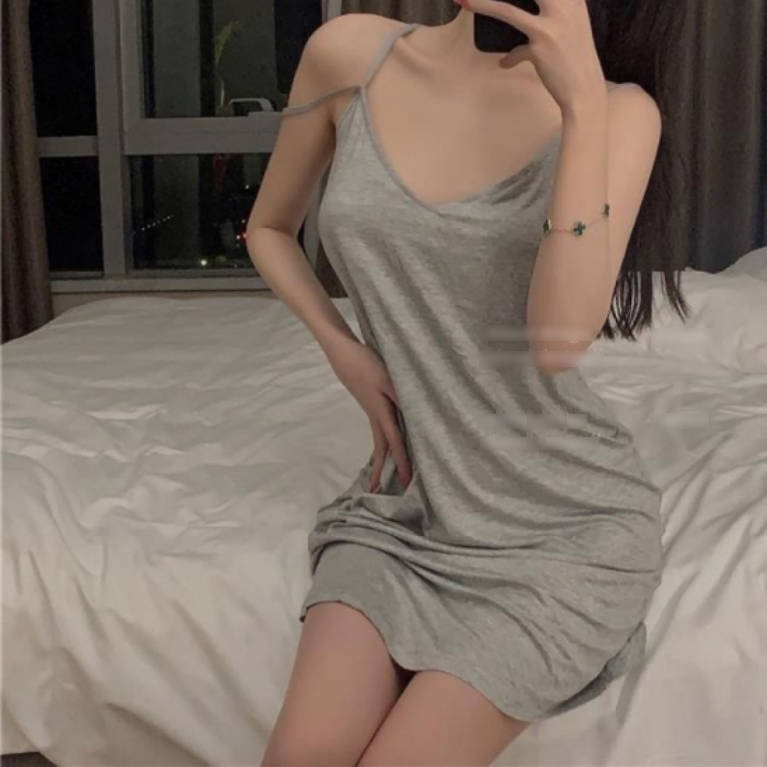 Korean ins women's summer back suspender nightdress dress pure desire sexy thin girl loungewear pajamas