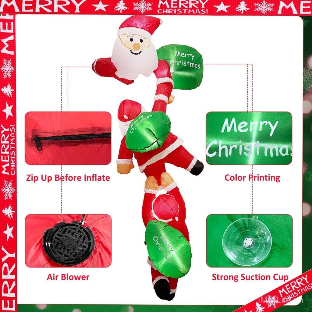 8 FT Weihnachts-Aufblasfigur Kletternder Weihnachtsmann Weihnachten Feiertagsparty Aufblasbare Weihnachts-Hänge-Dekorationen