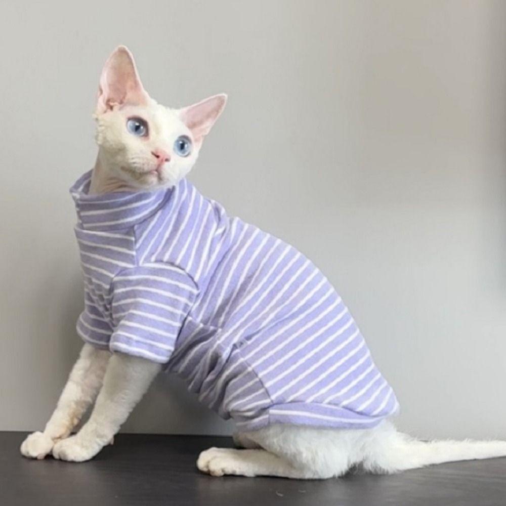 

Warm Hairless Cat Base Shirt Elastic Cat Striped Jumpsuit Fashion Cat Hoodie For Autumn Winter S