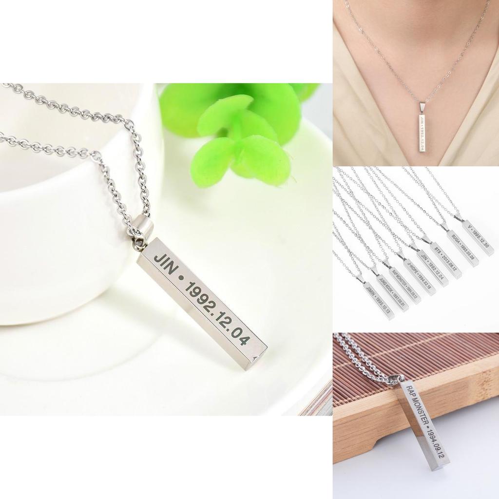 Bts Boys Stainless Steel Geometric Necklace For Women With O Chain Style