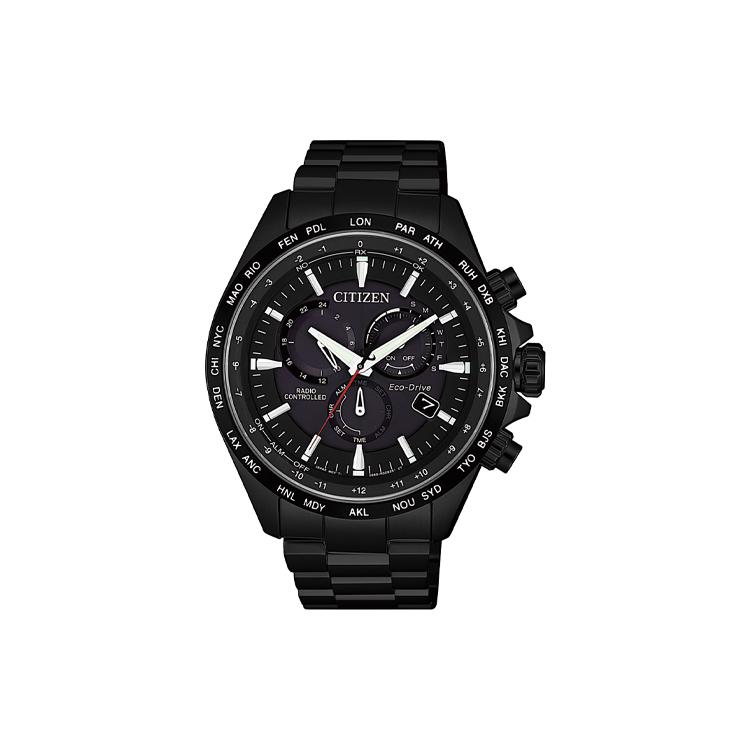 

CITIZEN Sky Eagle Collection 100m Water Resistant Light Powered Quartz Movement Stainless Steel Strap CB5835-83E Black Dial