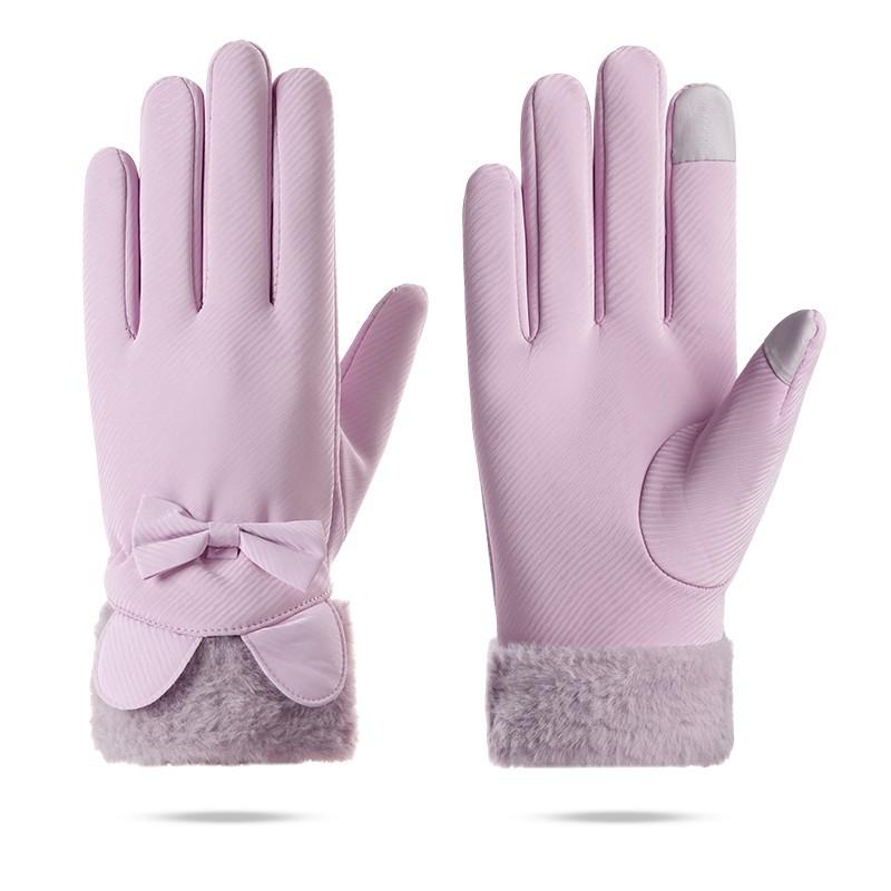 Warm Gloves Women's Autumn and Winter Fleece Thickened Touch Screen Windproof and Water-proof Fashionable Skiing Driving and Riding Gloves