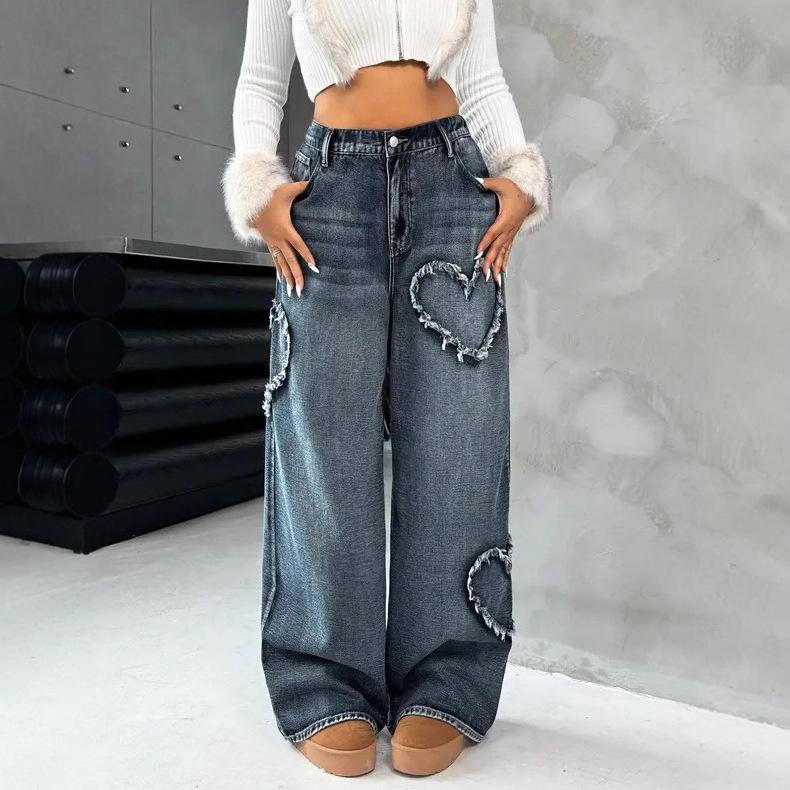 Women S Vintage Street Style Wide Leg Denim Jeans S