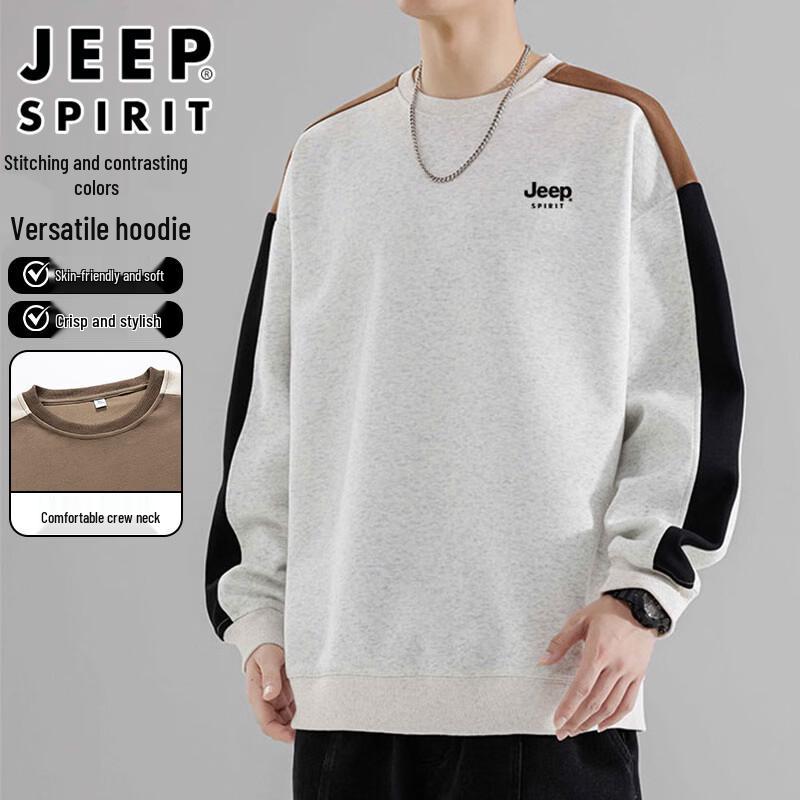 

JEEP SPIRIT Men s Color Block Round Neck Sweatshirt 2XL