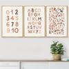 3pcs Frameless Digital Letter Wall Art,Student Wall Decor,Educational Posters,Watercolor Room Aesthetics,Playful Art Printing