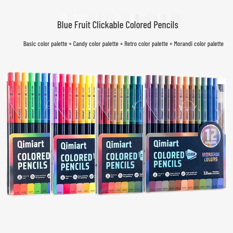Blue Fruit 12-Color Oil-Based Mechanical Colored Pencils for Students and Professionals