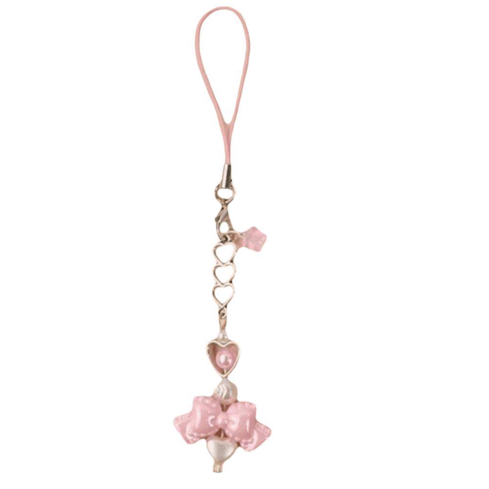 Heart Phone Chain Sweet Bag Hanging Pendant Keyring Bow Keychain  Women Love