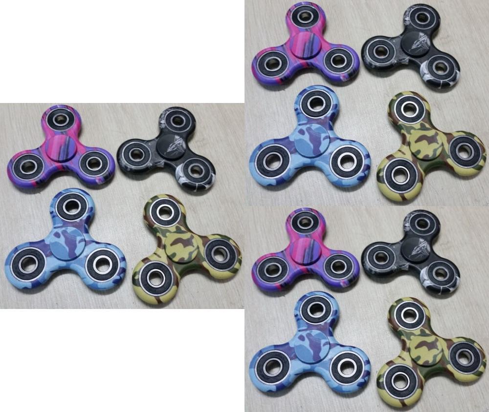 Camouflage Metal Electroplated Threeleaf Finger Spinner With Abs Material For Stress Relief And Focus