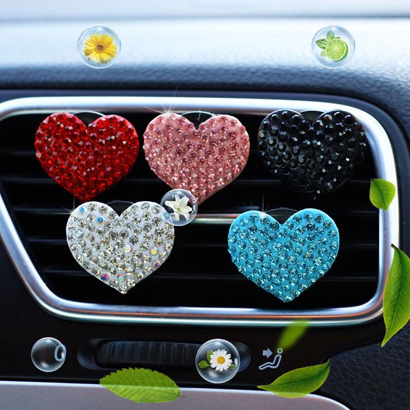 Creative Rhinestone Car Air Outlet Clip Heart-shaped Car Air Conditioning Air Outlet Perfume Clips Auto Interior Accessories