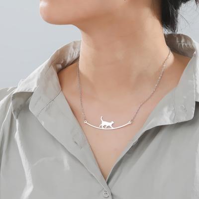 Cazador Cute Animal Cat Pendant Necklace for Women Girls Lovely Paw Choker Neck Chain Stainless Steel Jewelry Birthday Gift 2025