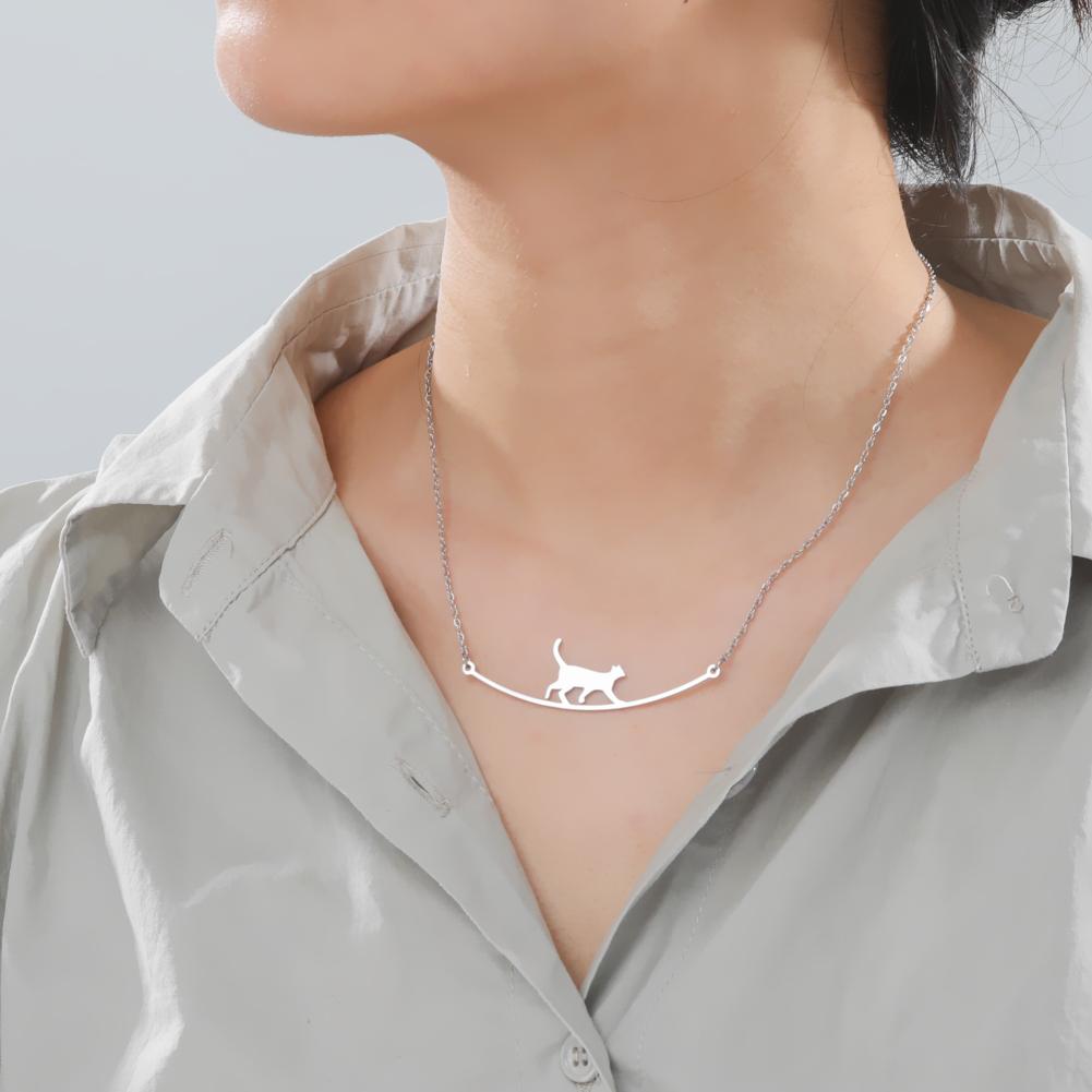 Cazador Cute Animal Cat Pendant Necklace for Women Lovely Paw Choker Neck Chain Stainless Steel Jewelry Birthday Gift 2026