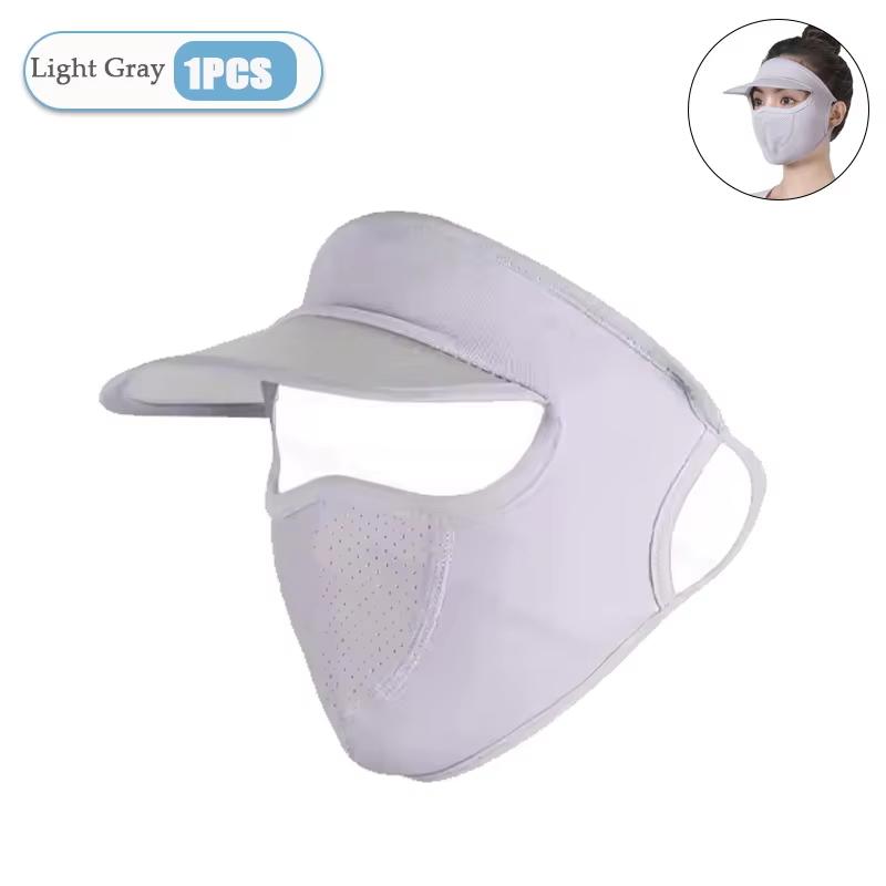 Summer Sunscreen Full Mask Anti UV Breathable Sun Hat Ice Silk Cooling Full Face Coverage Outdoor Cycling Sun Protection Hats