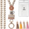 Lehrer Lanyard mit ID-Halter, Holzperlen-Lanyard für Schlüssel, Super süßes Boho Breakaway Lanyard für Frauen
