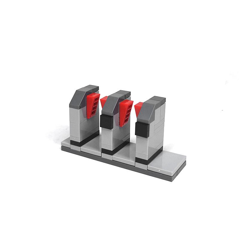 Small Particle Assembly Subway Station Gate Ornament Station Luggage Security Check Door Frame Track Building Block Diy