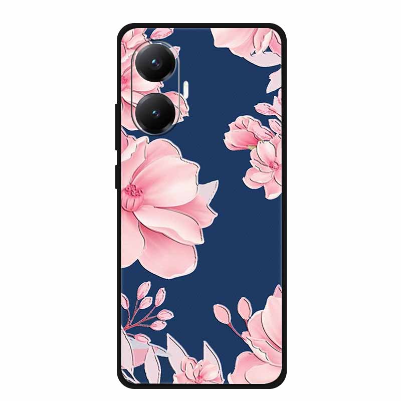 3D Cover For Redmi Turbo 4 Pro 5G Black Bumper Shell Flower Emboss Case Xiaomi POCO F7 Cartoon Flowers Anime Funda Phone Covers