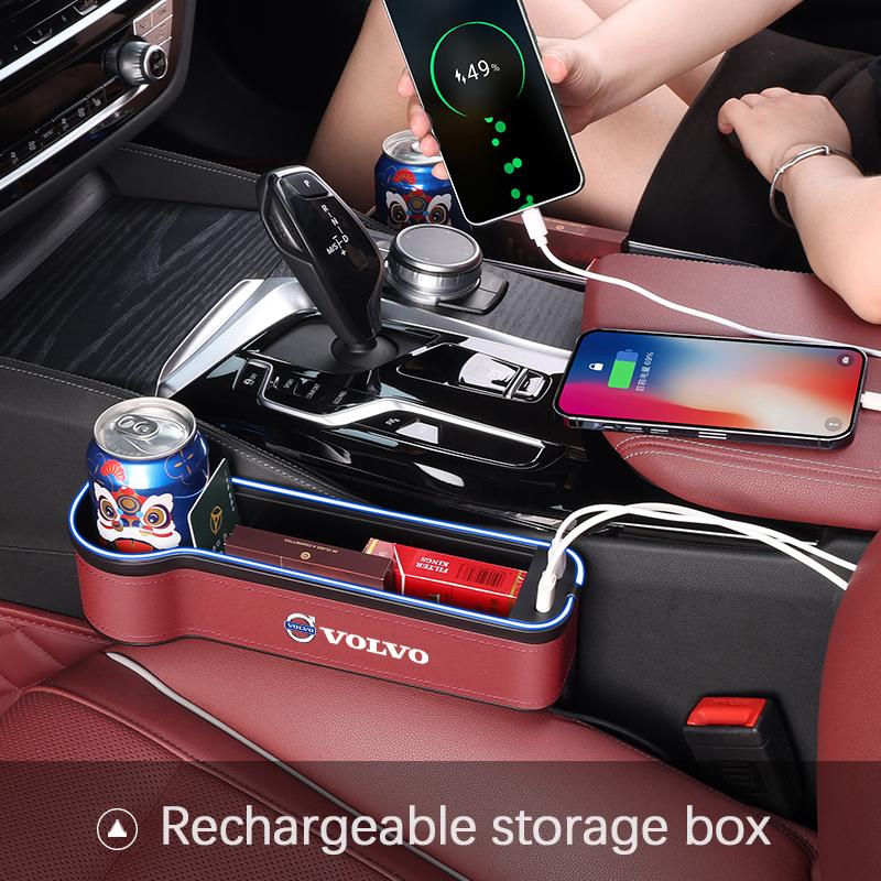 LED Car Seat Gap Box Atmosphere Lamp Storage Box For Volvo XC90 V90 V60 XC60 V40 EC40 EX40 S80 S60 S90 C40 XC40 V70 XC70 C30 C70