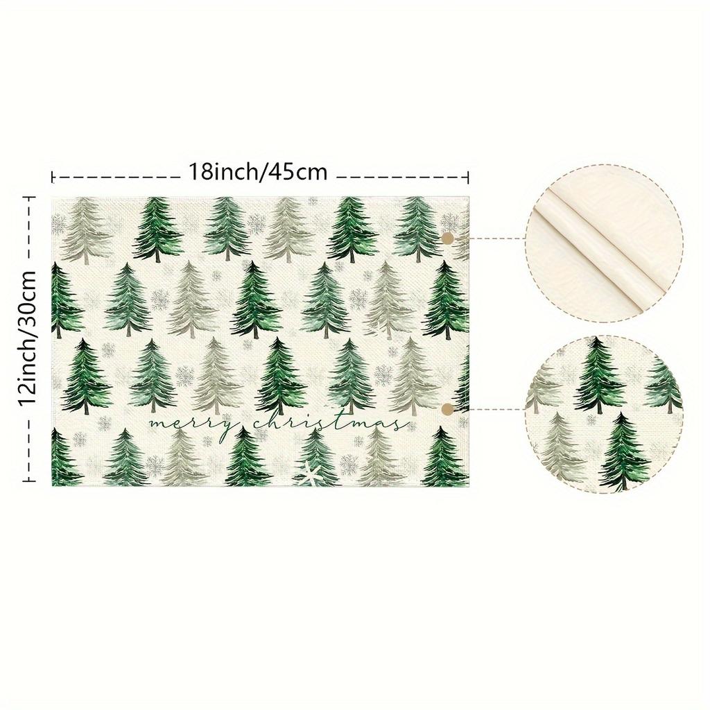 1/2/4/6/8pcs Christmas Tree Snowflake Placemats, 12 X 18 Inch Seasonal Winter Washable Table Mats