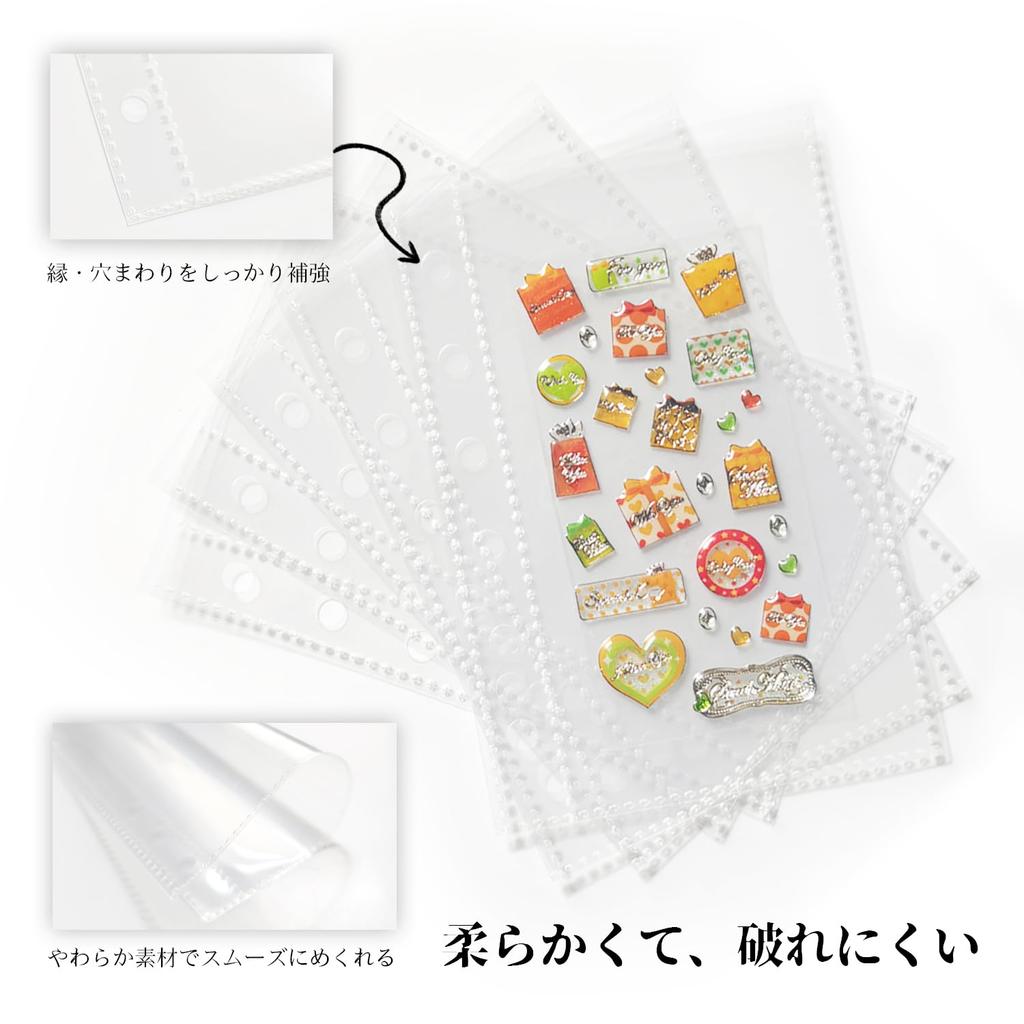 A7 Sticker Sheet 45 Transparent PP 6 Holes with Release Removable for Sticker Fan Planner Outer 87 x 132mm Refill, Sheets, Sheet, (20mm), Liner,