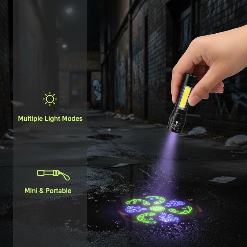 Mini Super Bright Led Flashlight With Cob Side Light Usb Rechargeable Zoomable For Camping Hiking Daily Use
