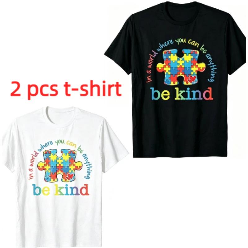 Fashion Be Kind Letters Print Kids T-Shirts Summer Fashion Street Outdoor Casual T-shirt Tops for Boy and Girl's Tees Top