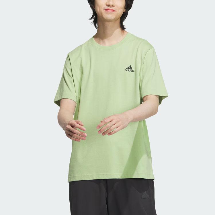 Adidas Sports Casual Solid Color Logo Round Neck Short Sleeve Drop Shoulder T-Shirt Unisex T-Shirt Magic-Yellow-Green JI9066