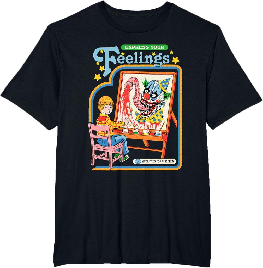 Steven Rhodes Express Your Feelings Clown Retro Dark Humor TShirt New SpringSummer Arrivals Regular Fit Casual