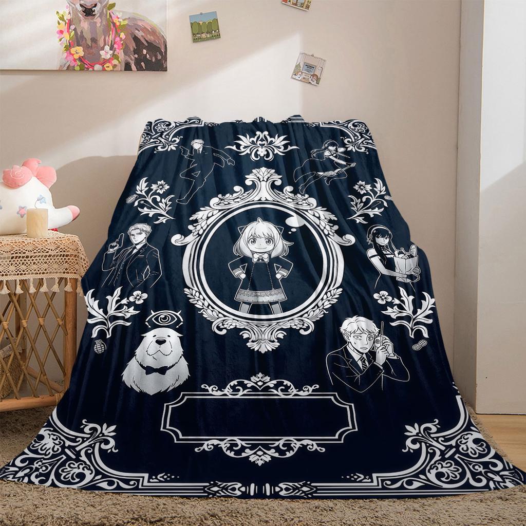 Spy x Family Anime Stil Flanelldecke, Lebendiger Druck für Bett und Stuhl, Warme Heimtextilie, Leicht für den Außenbereich_LIAN