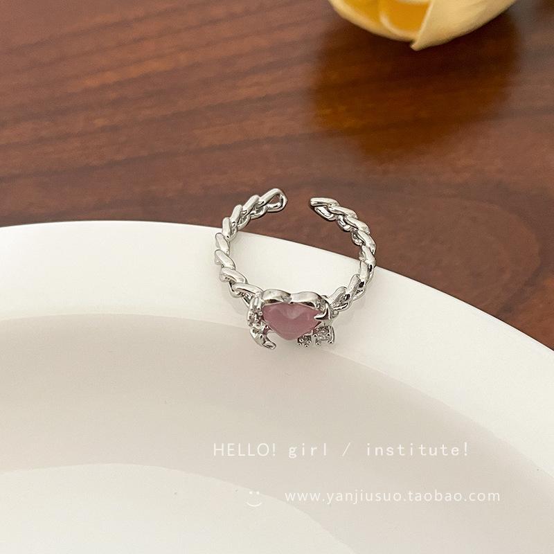 ins ветер розовый любовь zir*****pen кольцо женское легкая роскошь нишевый дизайн кольцо на указательный палец opening adjustable
