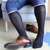 Mr. Babuu Men's Business Formal Mid-Calf Pinstripe Nylon Socks