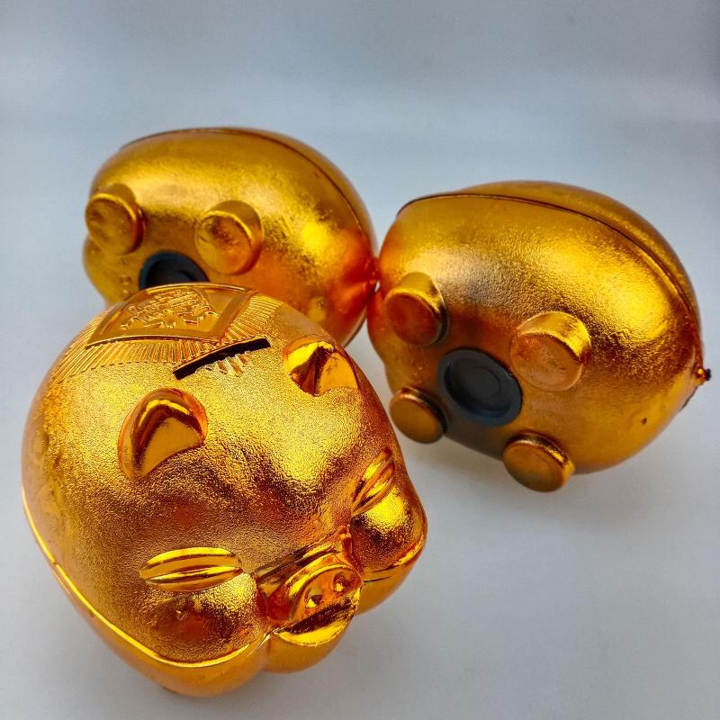 1/2Pcs 6in Large Capacity Golden Piggy Bank Children's Plastic Piggy Bank Desktop Ornament Wealth Attracting Wedding Decoration