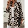 Fall Winter Leopard Print Long Sleeve Shirt Elegant Casual Vacation Blouse Top for Women European American Crossbody