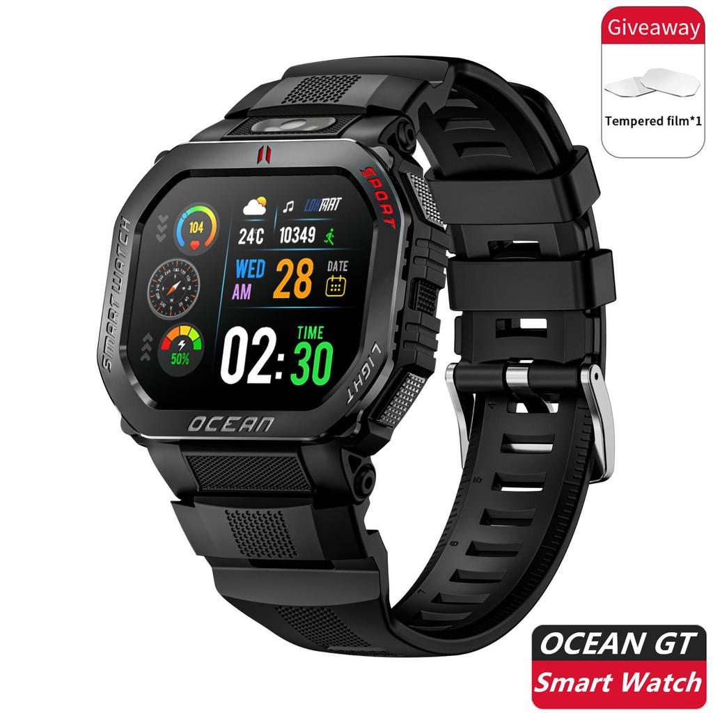 LOKMAT Ocean GT Wasserdichte Robuste Outdoor Smartwatch Taschenlampe Uhr Unisex Fitness Tracker Touchscreen Herzfrequenzmesser