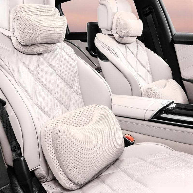 Car Neck Pillow Suede Memory Foam Lumbar Support Cotton Ergonomic Auto Seat Cushion Breathable Headrest Interior Accessories